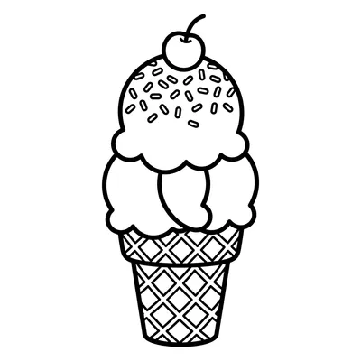 Pagina da colorare di un cono gelato alla ciliegia