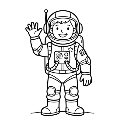 Página para Colorir de Astronauta Fofo