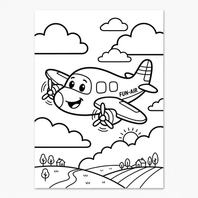 Página para Colorir de Avião Fofo