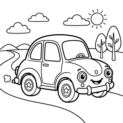 Página para Colorir de Carro Fusca Adorável