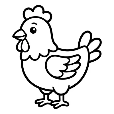 Pagina da colorare di un simpatico pollo