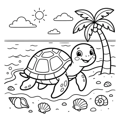 Página para Colorir de Filhote de Tartaruga Fofa