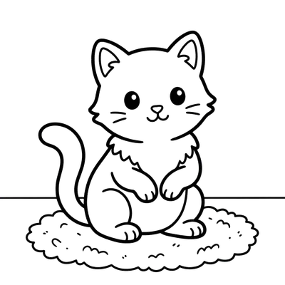 Cute Kitten Coloring Page