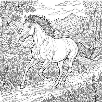Página para colorear de caballo corriendo
