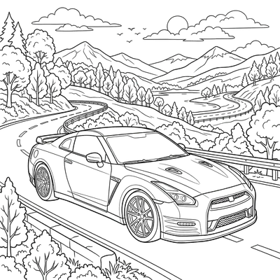 Page de coloriage de voiture de sport